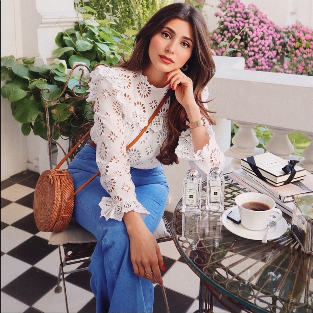 BLOGGERS FAVORITE ZARA Die Cut Embroidered Blouse - Picture 5 of 8